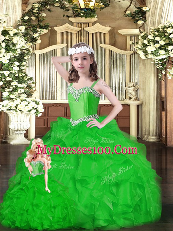 Inexpensive Sweetheart Sleeveless Lace Up Vestidos de Quinceanera Green Organza