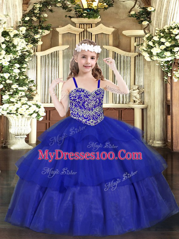 Organza Sleeveless Floor Length High School Pageant Dress and Beading and Ruffled Layers