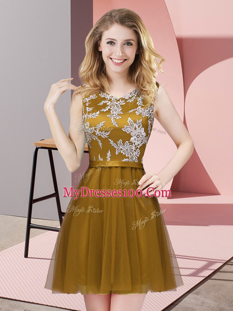 On Sale Sleeveless Lace Side Zipper Dama Dress for Quinceanera