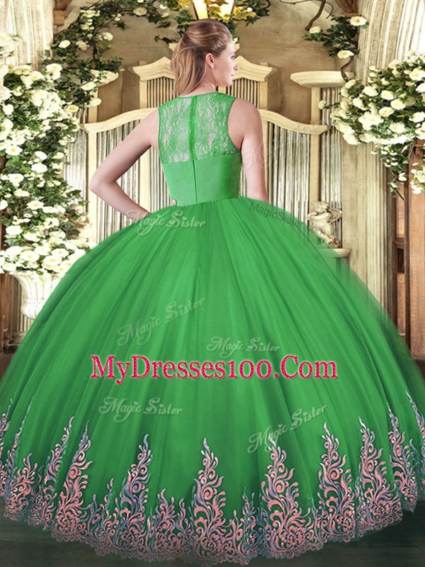 Fuchsia Sleeveless Tulle Zipper Quinceanera Gowns for Sweet 16 and Quinceanera