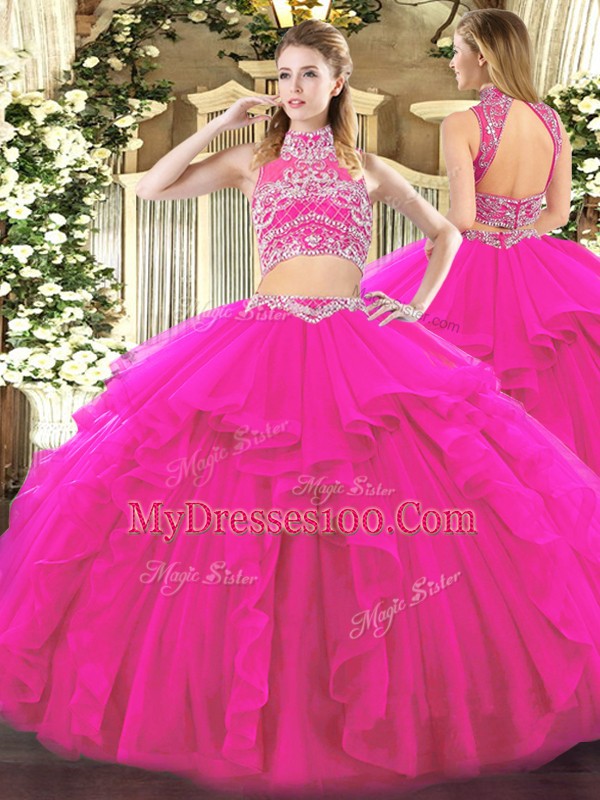 Sleeveless Beading and Ruffles Backless 15 Quinceanera Dress