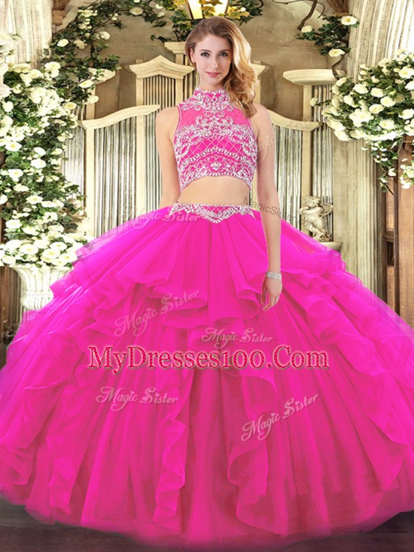 Sleeveless Beading and Ruffles Backless 15 Quinceanera Dress