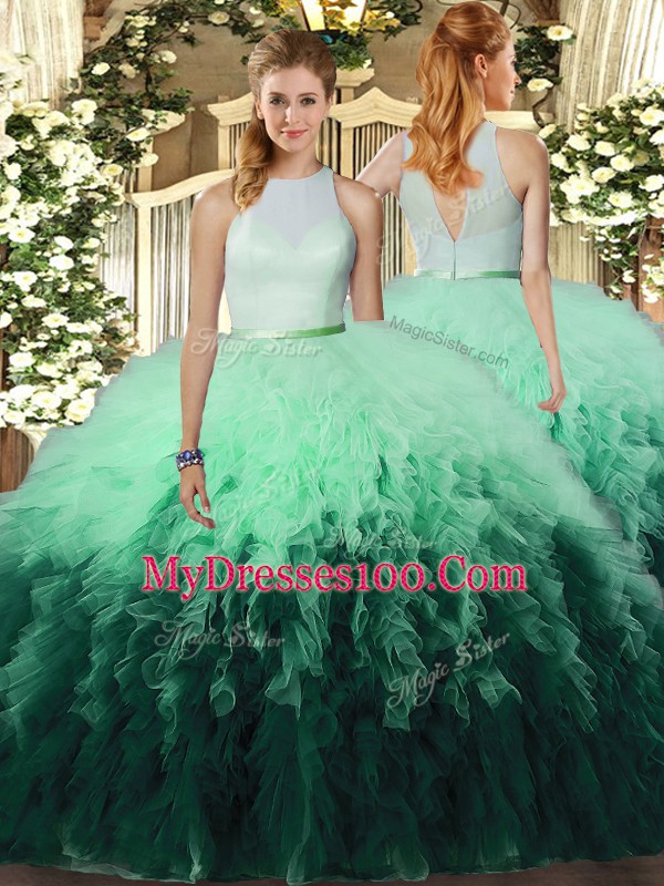 Sleeveless Ruffles Backless Sweet 16 Dress