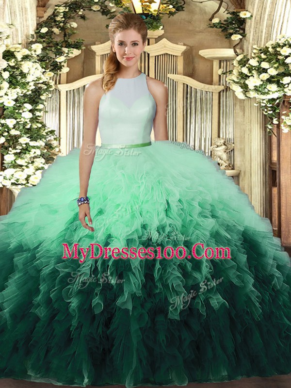 Sleeveless Ruffles Backless Sweet 16 Dress