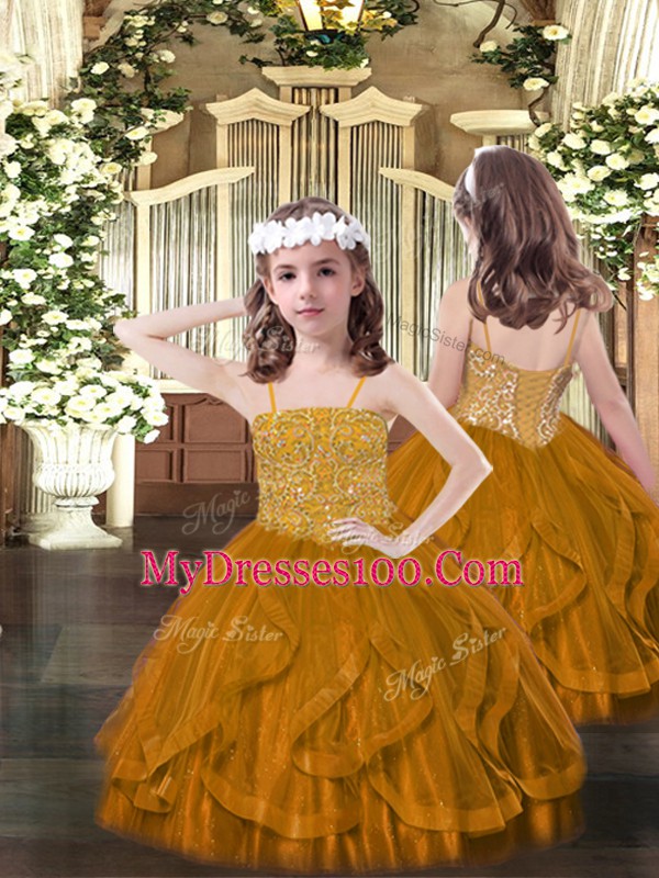Sleeveless Lace Up Floor Length Beading and Ruffles 15th Birthday Dress