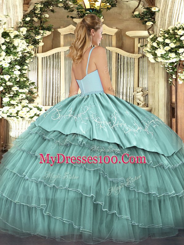 Floor Length Pink Sweet 16 Quinceanera Dress Straps Sleeveless Zipper