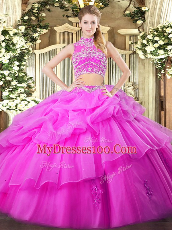 Lilac Sleeveless Tulle Backless 15 Quinceanera Dress for Military Ball and Sweet 16 and Quinceanera