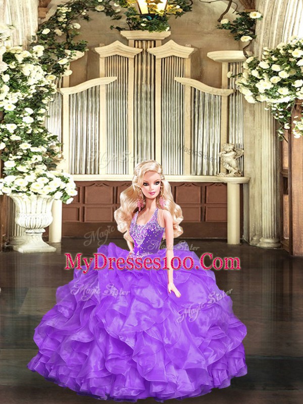 Delicate Sleeveless Beading and Ruffles Lace Up Sweet 16 Quinceanera Dress