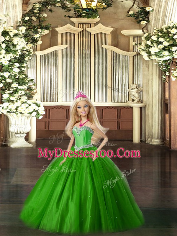 Sweetheart Sleeveless Tulle Quinceanera Dresses Beading Lace Up