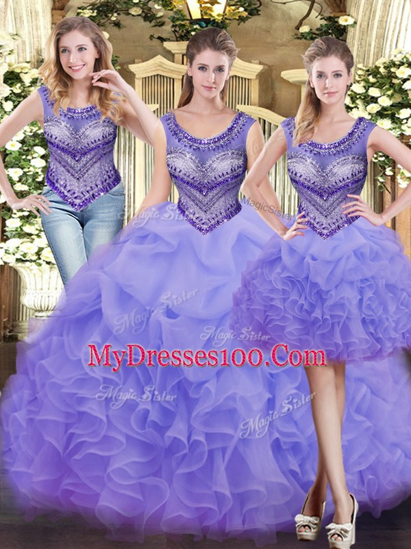 Sleeveless Beading and Ruffles Lace Up Quinceanera Dresses