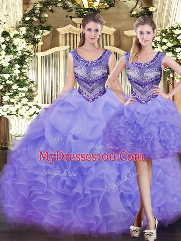Sleeveless Beading and Ruffles Lace Up Quinceanera Dresses