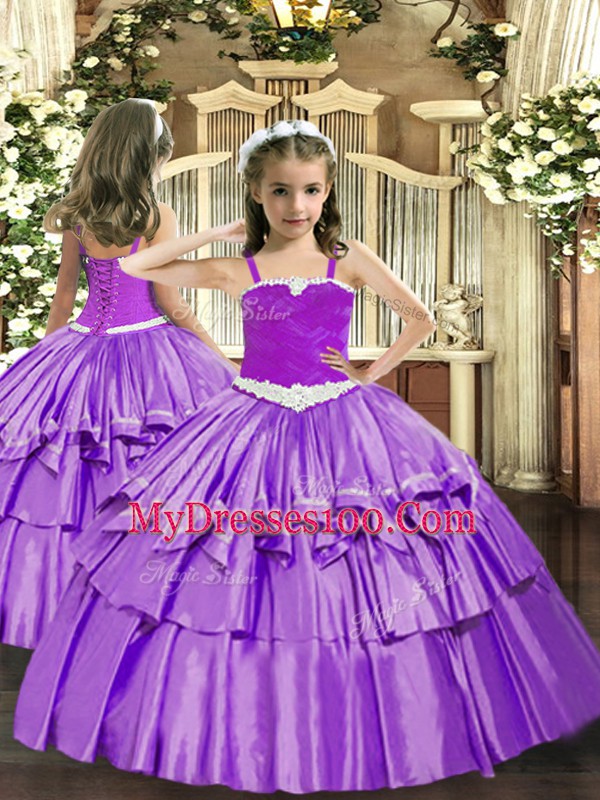 Ball Gowns Sweet 16 Dresses Eggplant Purple Sweetheart Organza Sleeveless Floor Length Lace Up