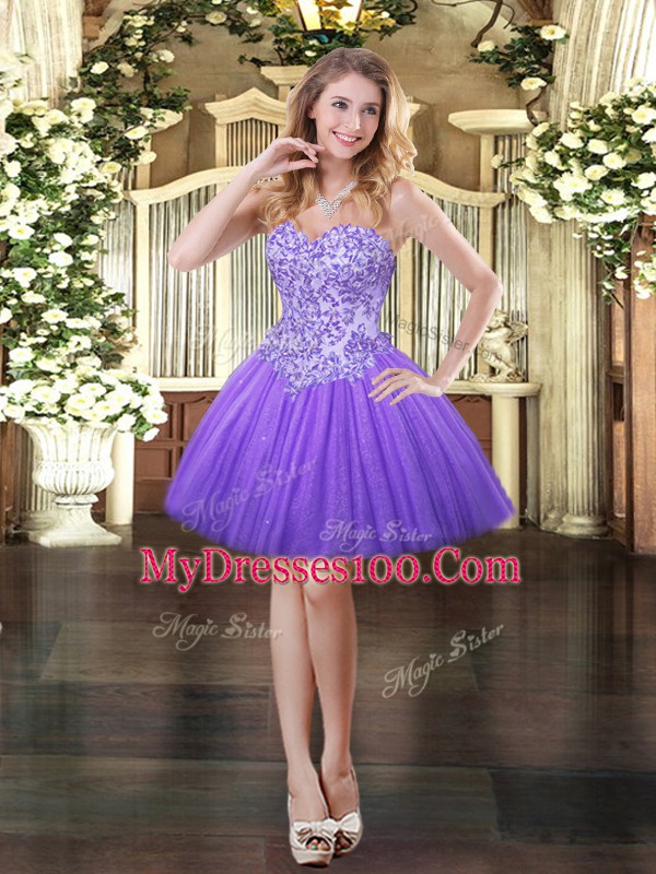 Sleeveless Appliques Lace Up
