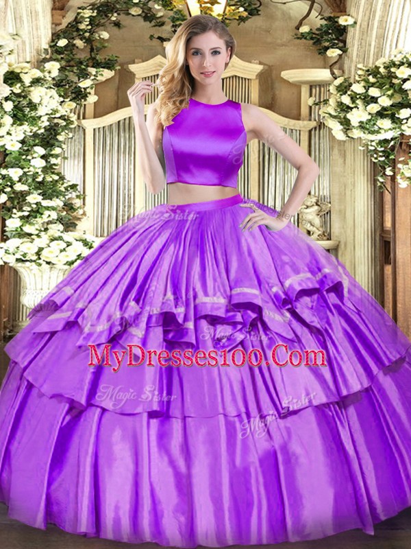 High Class Sleeveless Ruffled Layers Criss Cross Quinceanera Gown