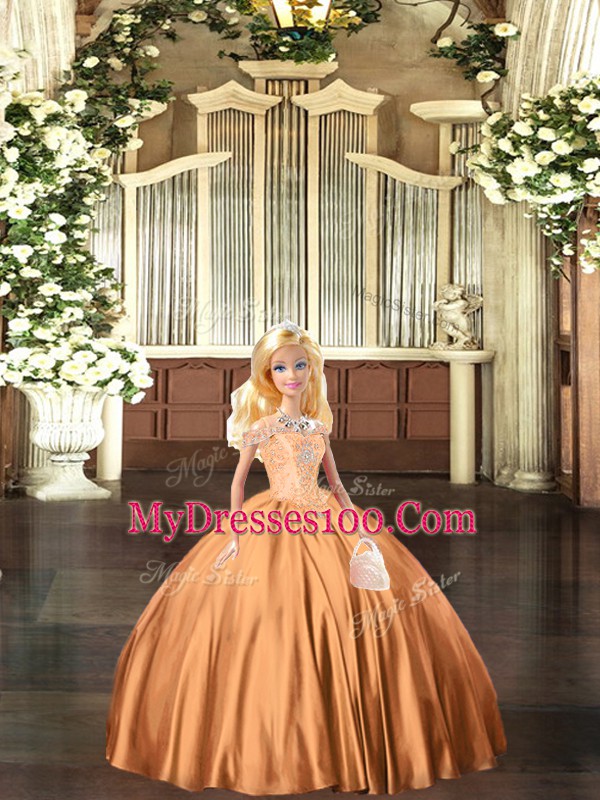 Romantic Orange Red Sleeveless Tulle Lace Up Ball Gown Prom Dress for Military Ball and Sweet 16 and Quinceanera