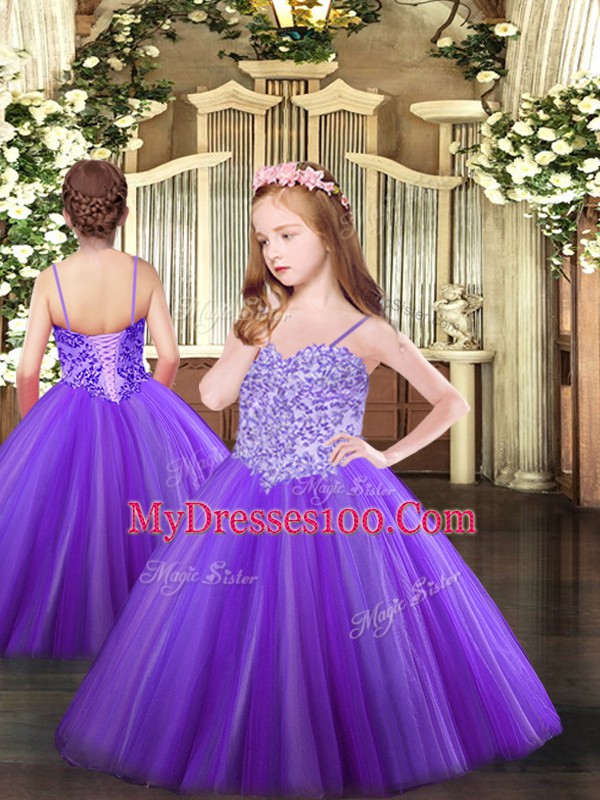 Pretty Purple Lace Up Sweet 16 Quinceanera Dress Beading Sleeveless Floor Length