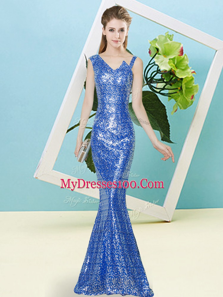 Fantastic Asymmetric Sleeveless Sequined Prom Dresses Sequins Zipper