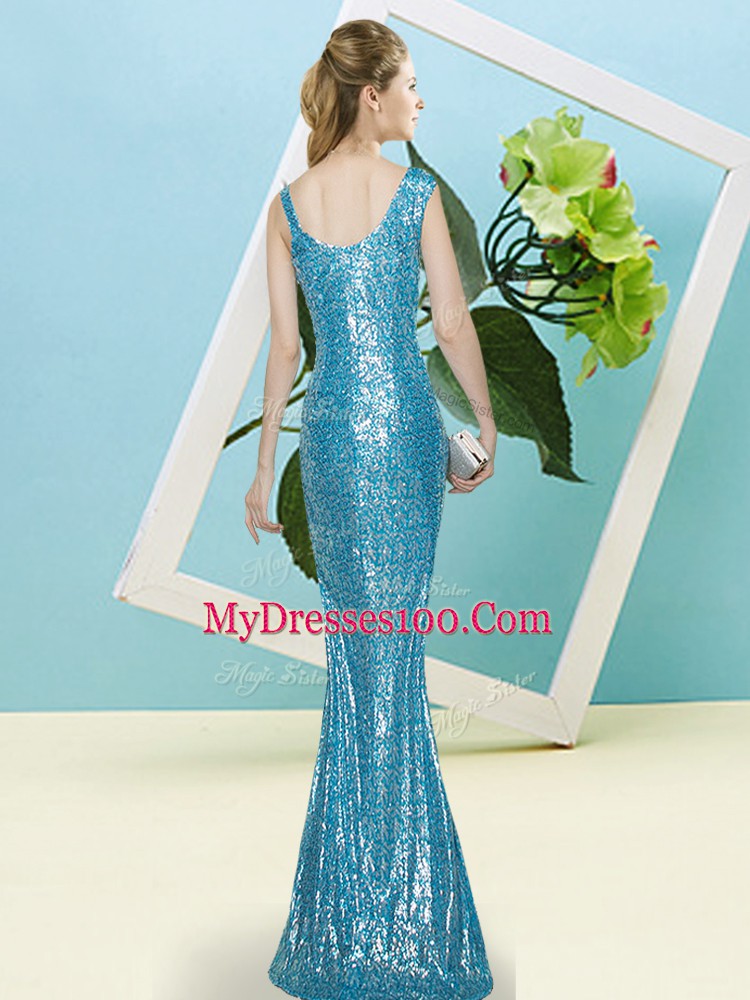 Fantastic Asymmetric Sleeveless Sequined Prom Dresses Sequins Zipper