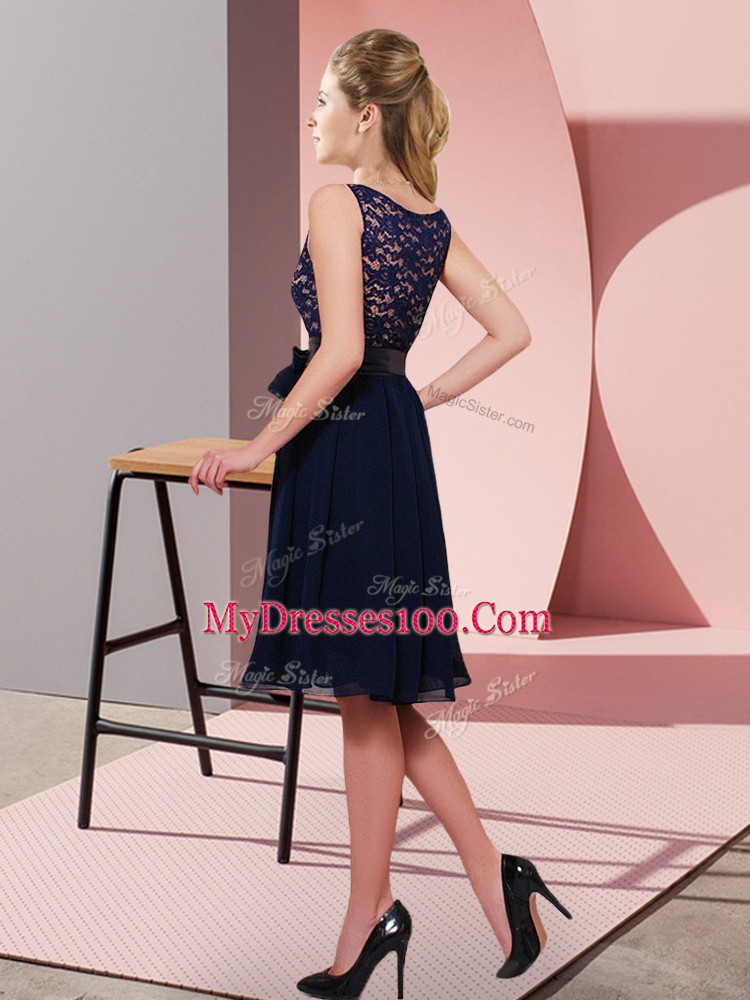 Free and Easy Sleeveless Lace and Bowknot Side Zipper Dama Dress for Quinceanera