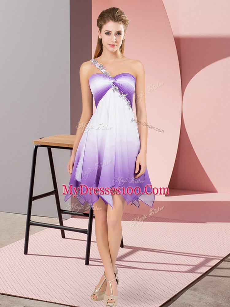 Multi-color One Shoulder Lace Up Beading Evening Dress Sleeveless
