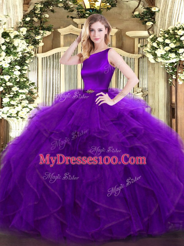 Best Sleeveless Clasp Handle Floor Length Ruffles Quinceanera Gowns