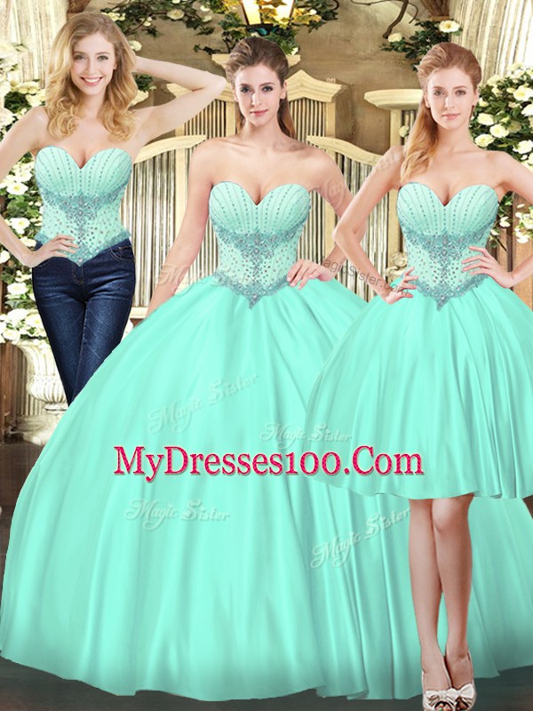 Dazzling Sleeveless Lace Up Quinceanera Dresses Apple Green Tulle