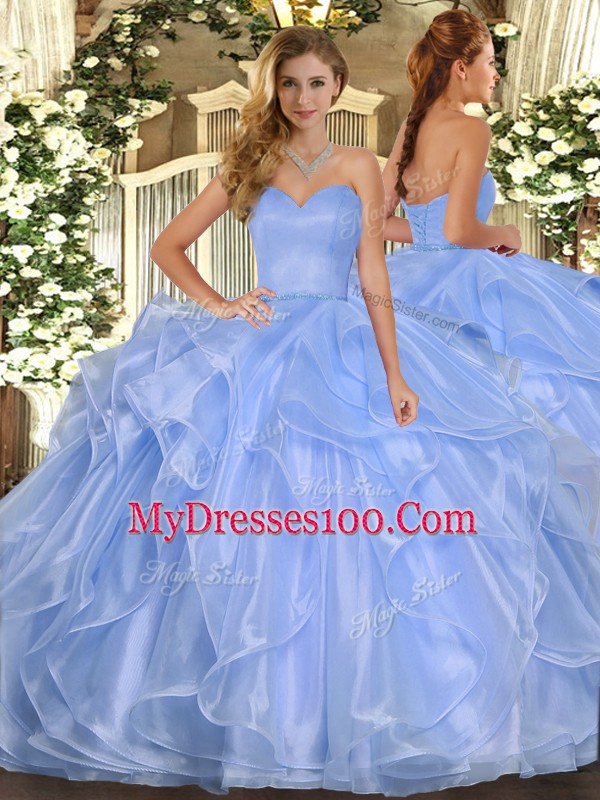 Floor Length Ball Gowns Sleeveless Lavender Sweet 16 Dress Lace Up