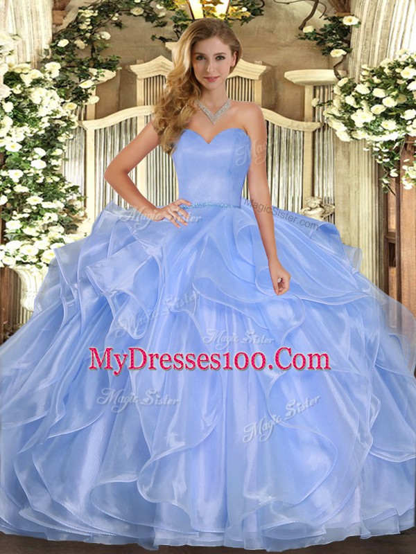 Floor Length Ball Gowns Sleeveless Lavender Sweet 16 Dress Lace Up