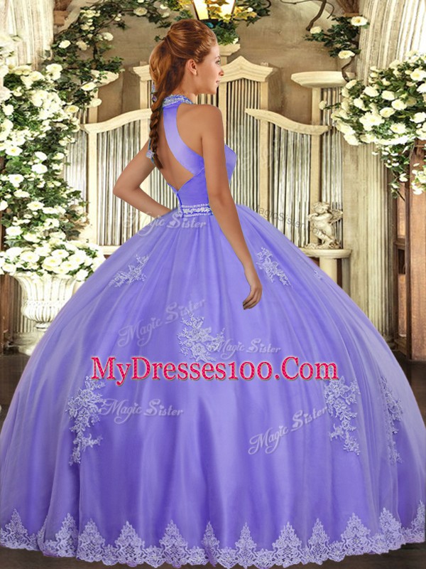 Modest Floor Length Ball Gowns Sleeveless Lavender Vestidos de Quinceanera Backless