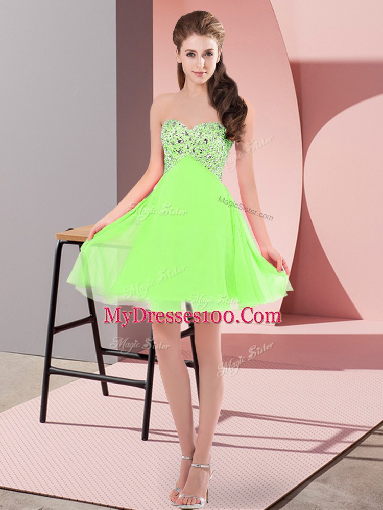 Flirting Mini Length Prom Gown Chiffon Sleeveless Beading