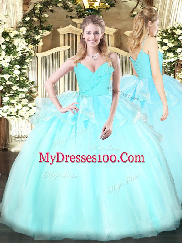 Top Selling Organza Sleeveless Floor Length Ball Gown Prom Dress and Ruffles