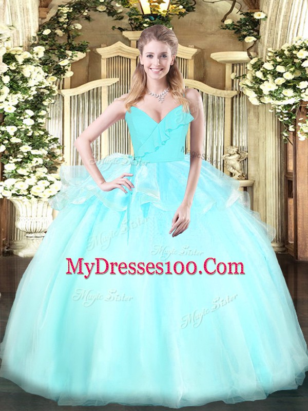 Top Selling Organza Sleeveless Floor Length Ball Gown Prom Dress and Ruffles