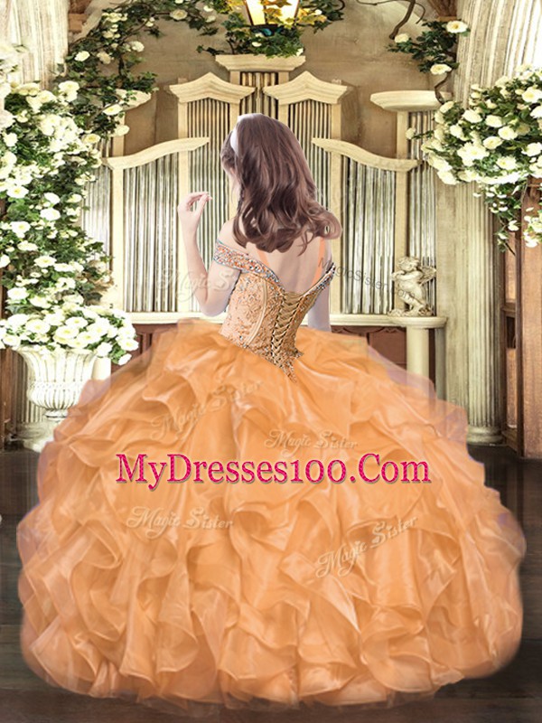 Discount Sleeveless Beading and Ruffles Lace Up Little Girls Pageant Gowns