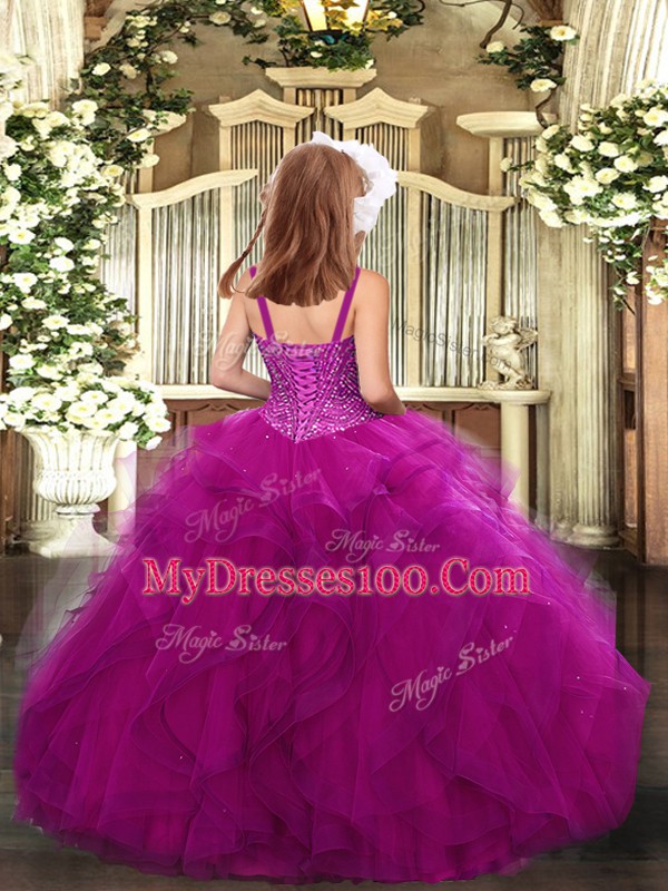 Inexpensive Floor Length Ball Gowns Sleeveless Olive Green Child Pageant Dress Lace Up