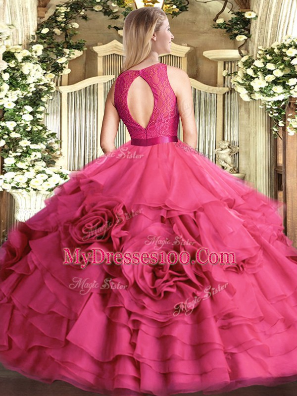 Floor Length Quinceanera Gown Scoop Sleeveless Zipper