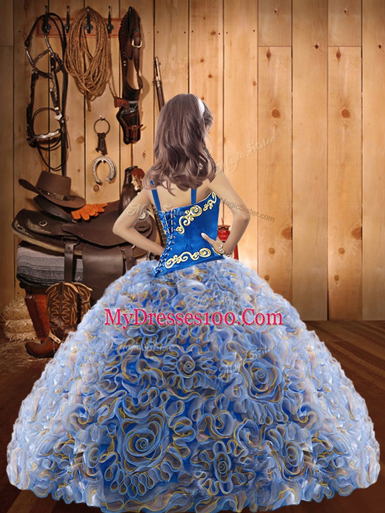 Floor Length Ball Gowns Sleeveless Multi-color Little Girls Pageant Gowns Lace Up