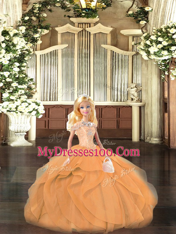Sumptuous Off The Shoulder Sleeveless Tulle 15th Birthday Dress with Shawl Beading and Ruffles Lace Up