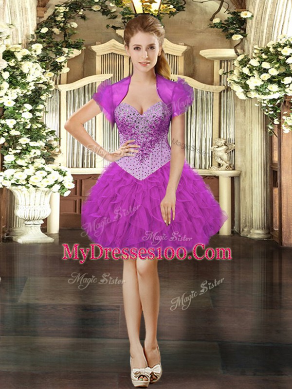 Sexy Straps Sleeveless Tulle Sweet 16 Dress Beading and Ruffles Lace Up