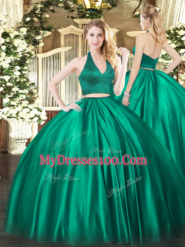 Dark Green Sleeveless Ruching Floor Length 15 Quinceanera Dress