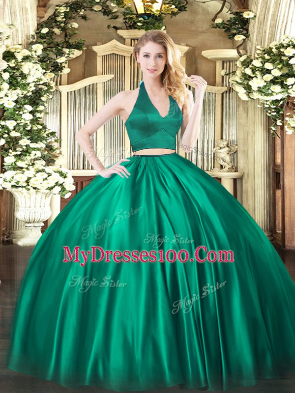 Dark Green Sleeveless Ruching Floor Length 15 Quinceanera Dress