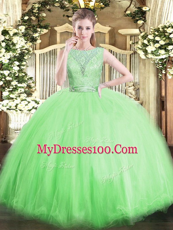 Sleeveless Floor Length Lace Backless Vestidos de Quinceanera with