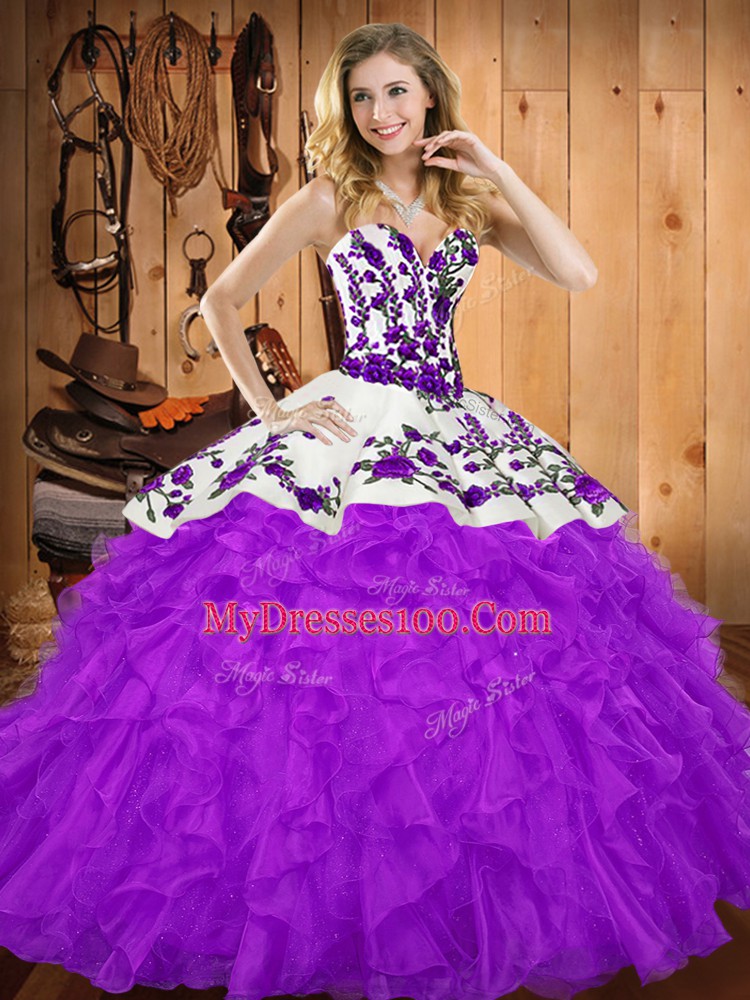 Sweetheart Sleeveless Lace Up Quinceanera Dresses Purple Tulle