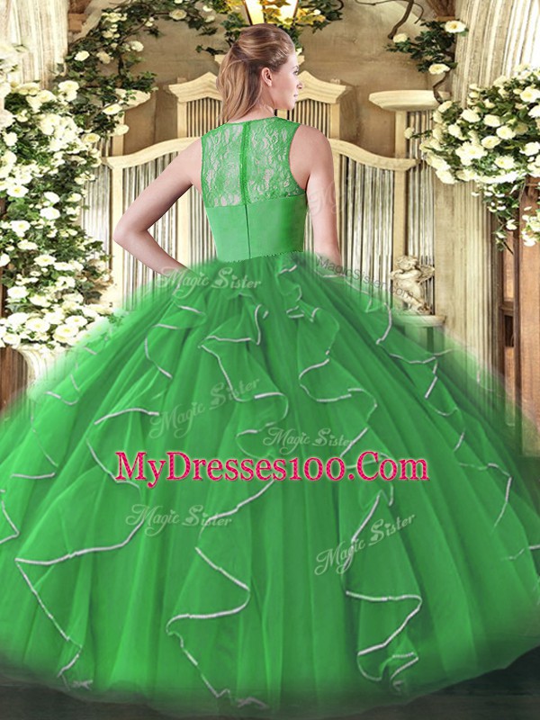 High Class Purple Zipper 15th Birthday Dress Ruffles Sleeveless Floor Length