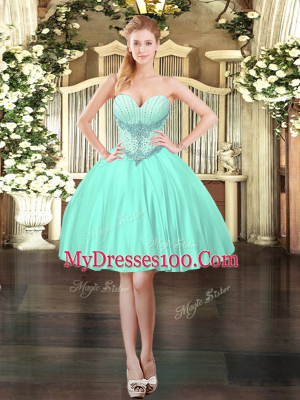 Vintage Apple Green Sweetheart Neckline Beading Sleeveless Lace Up