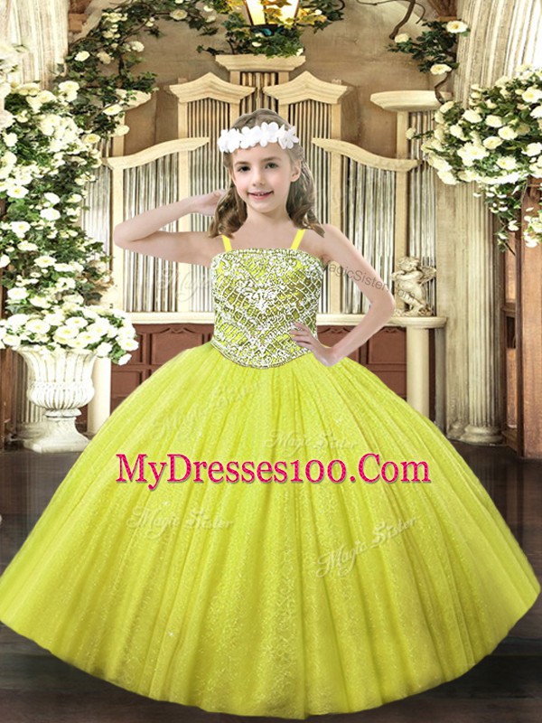 Sleeveless Beading Lace Up Little Girls Pageant Dress Wholesale