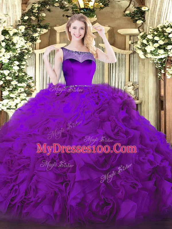 Glorious Floor Length Ball Gowns Sleeveless Eggplant Purple Ball Gown Prom Dress Zipper