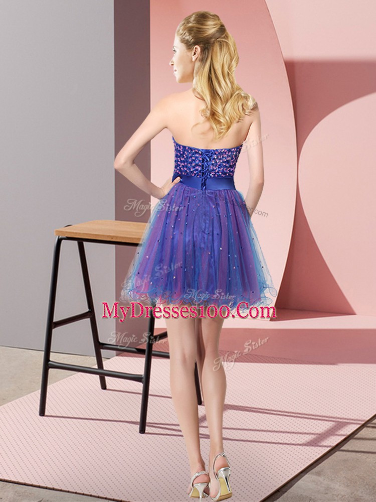 Multi-color Sleeveless Tulle Lace Up Quinceanera Dama Dress for Prom and Party and Wedding Party