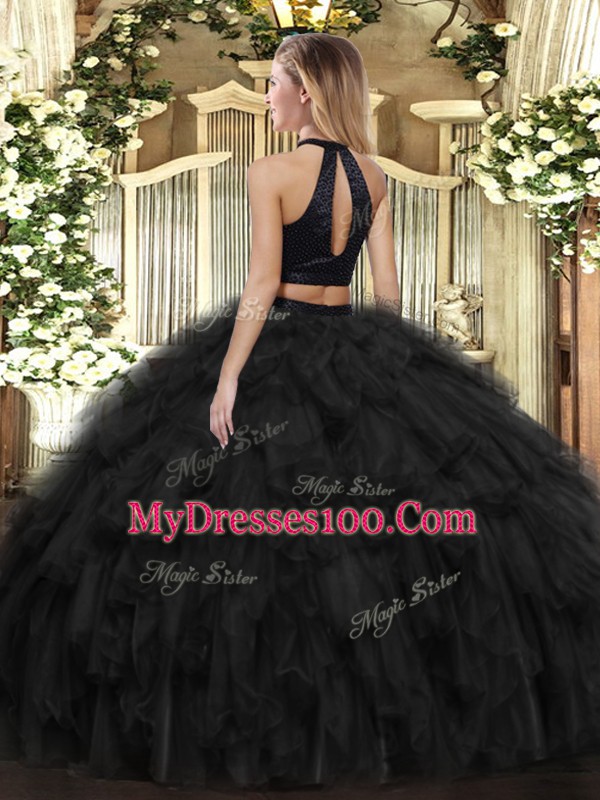 Sleeveless Backless Floor Length Beading and Ruffles Quinceanera Gowns