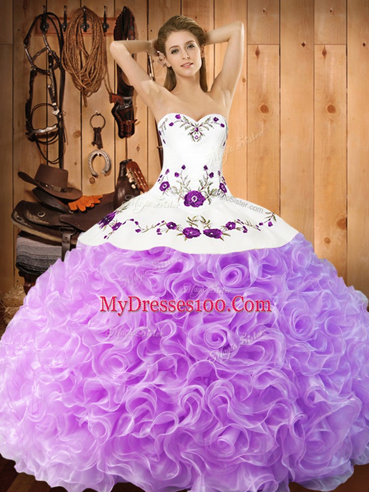 Spectacular Halter Top Sleeveless Fabric With Rolling Flowers Sweet 16 Dresses Embroidery Lace Up