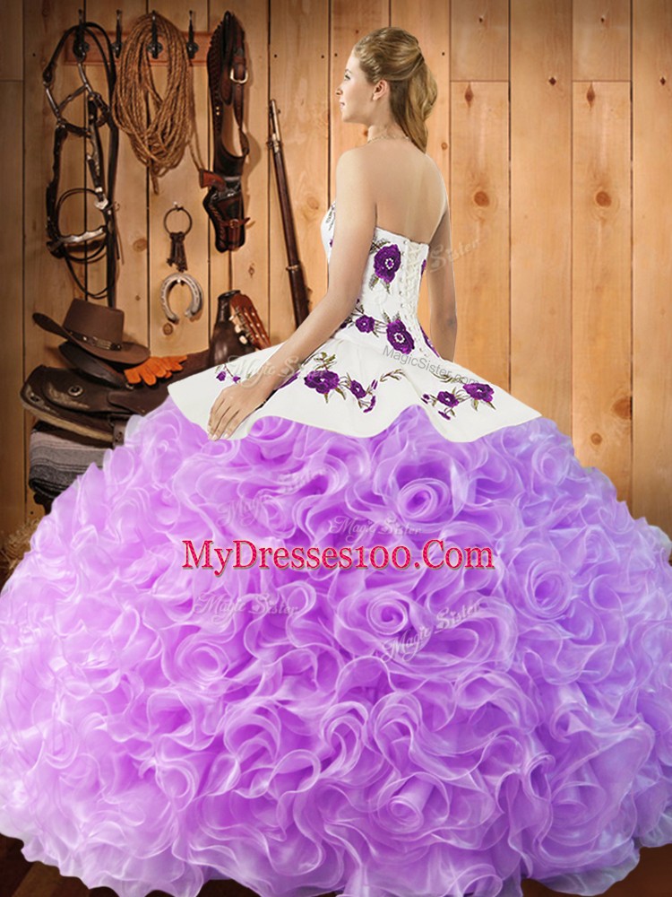 Spectacular Halter Top Sleeveless Fabric With Rolling Flowers Sweet 16 Dresses Embroidery Lace Up
